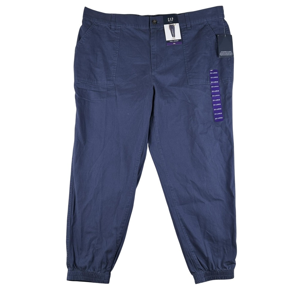 Gap Pants Womens XXL Blue Jogger Elastic Waist Cuffed Twill Casual Travel